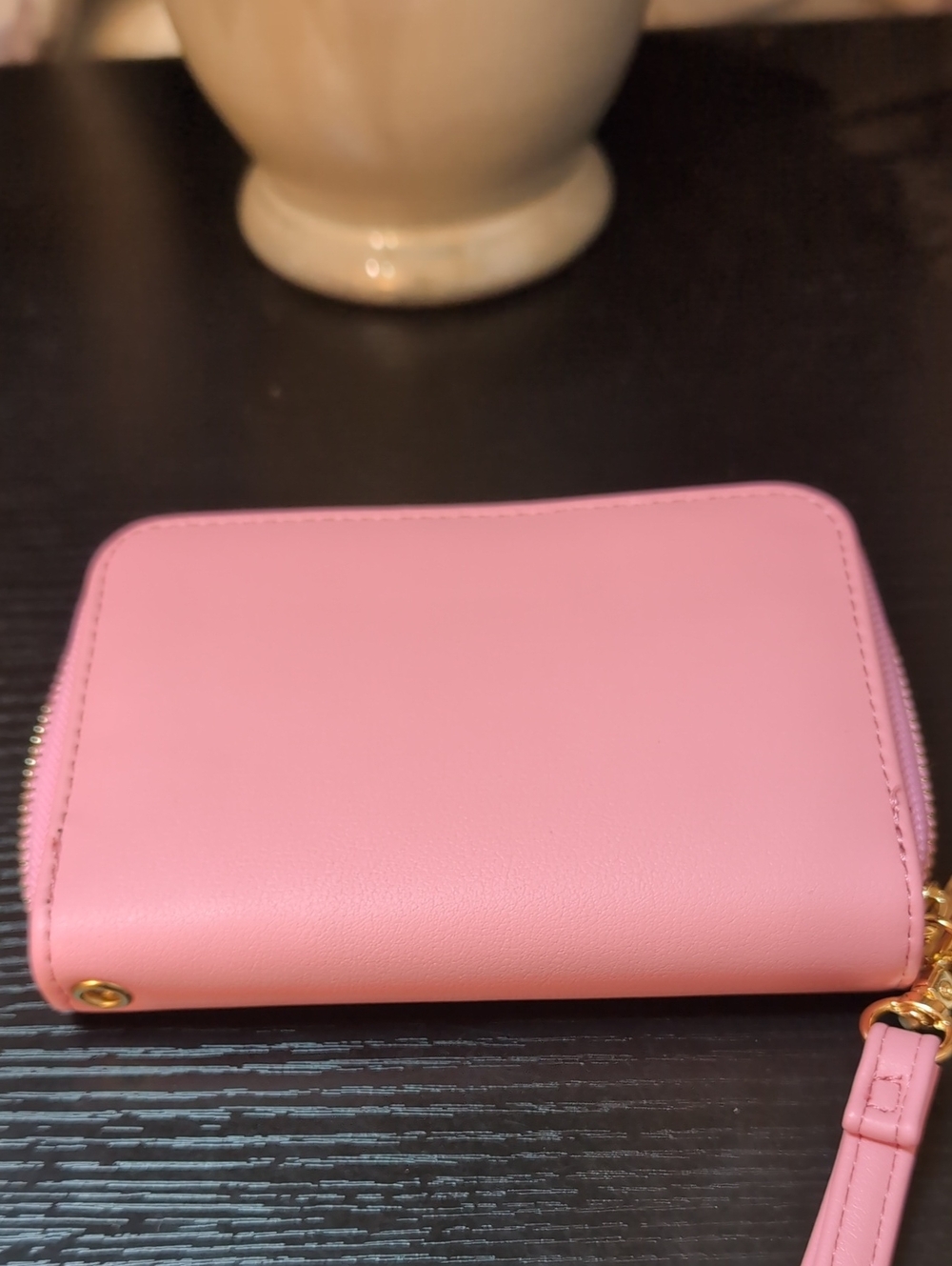 Compact Pink Wristlet Wallet - Soft Zip Closure